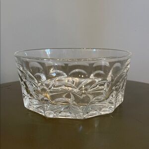Elegant Clear Glass Bowl with thumbprint arch pattern
